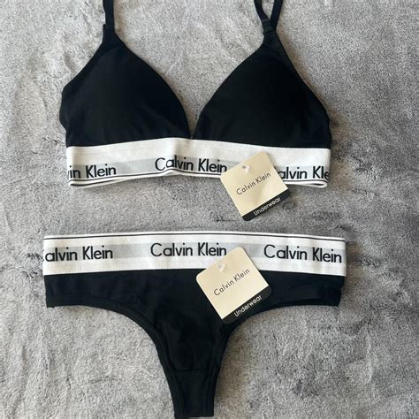 calvin klein black bralette set|More.